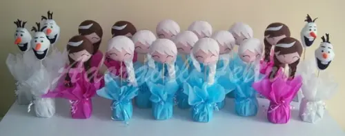 Kit 3 Centros de Mesa Frozen - Elsa, Anna e Olaf