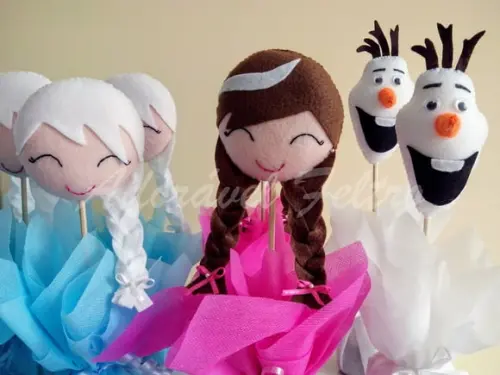 Kit 3 Centros de Mesa Frozen - Elsa, Anna e Olaf