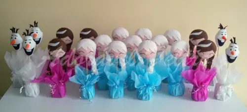 Kit 3 Centros de Mesa Frozen - Elsa, Anna e Olaf