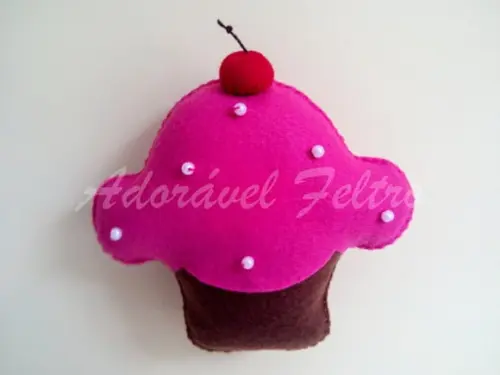 Kit 3 Cupcakes em feltro - 10cm