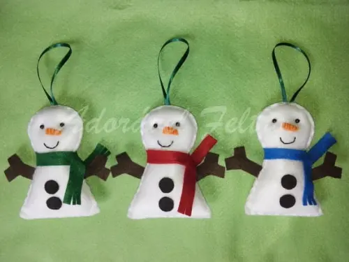 Kit 3 Enfeites para Árvore de Natal-boneco de Neve