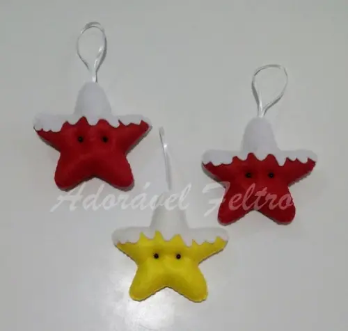 Kit 3 Enfeites para Árvore de Natal-Estrela