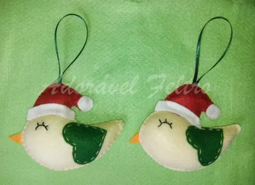 Kit 3 Enfeites para Árvore de Natal-passarinho