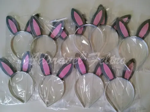 Kit 3 Tiaras Orelhas de Coelho Rosa
