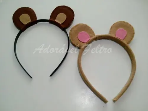 Kit 3 Tiaras Orelhas de Ursinho(encapada)