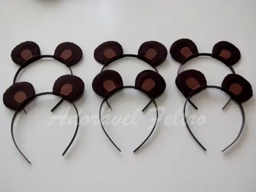 Kit 3 Tiaras Orelhas de urso