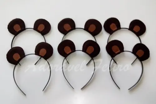 Kit 3 Tiaras Orelhas de urso