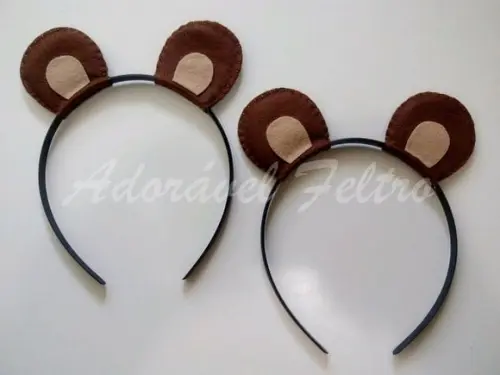 Kit 3 Tiaras Orelhas de Urso
