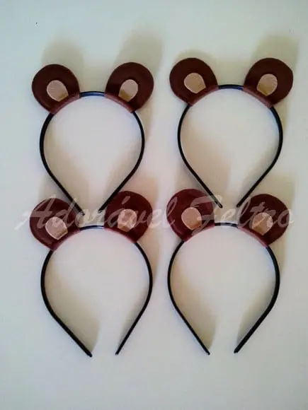 Kit 3 Tiaras Orelhas de Urso