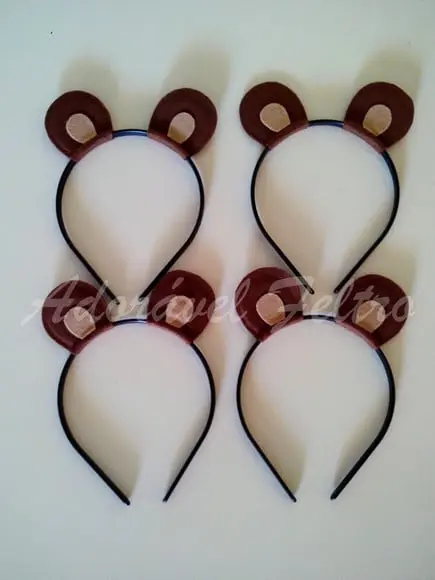 Kit 3 Tiaras Orelhas de Urso
