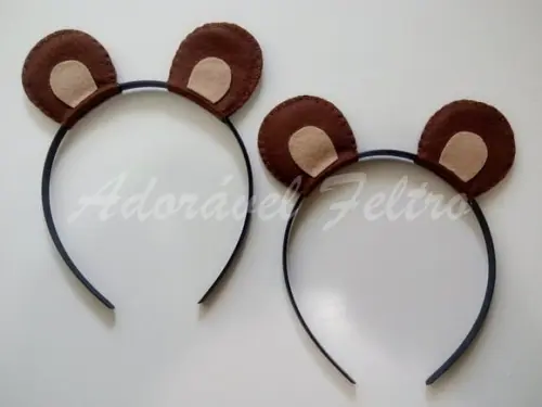Kit 3 Tiaras Orelhas de Urso