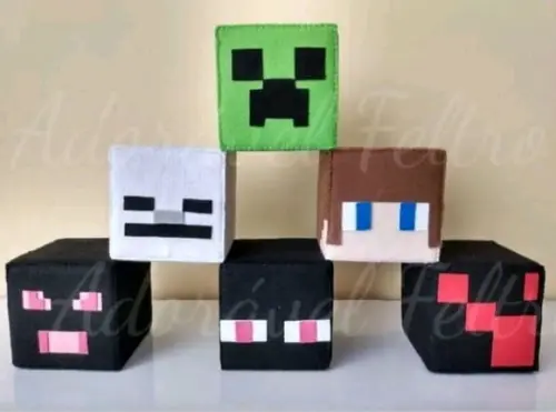 Kit 4 Personagens - Minecraft - Cubos em Feltro 12 cm