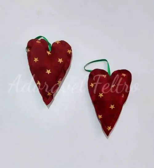 Kit 5 Corações - Enfeite para Árvore de Natal