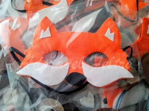Kit 6 Máscaras Raposa em Feltro