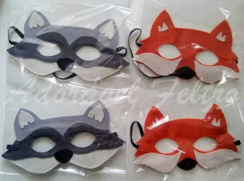 Kit 6 Máscaras Guaxinim em Feltro