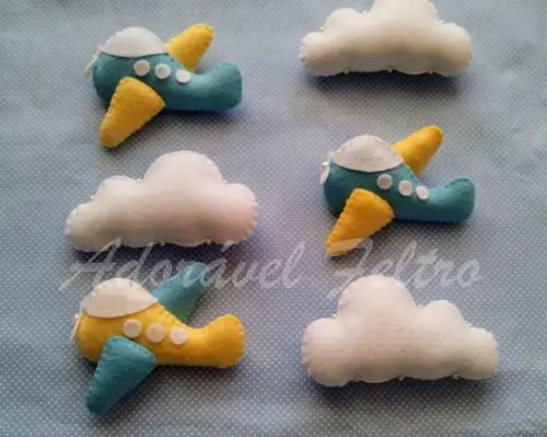 Kit com 3 Aviões em Feltro - 10 cm