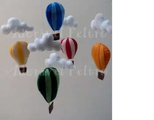 Lindo Móbile Balões e Nuvens (Aro 25cm)