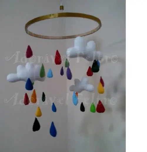 Lindo Móbile Chuva de Alegria (Aro 25cm)