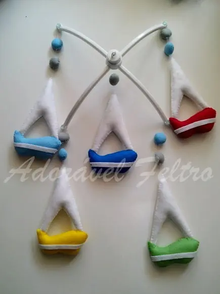 Móbile Barcos a Vela+Suporte