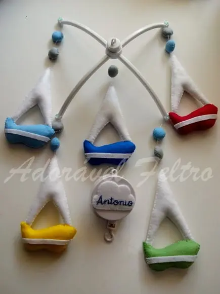 Móbile Musical Barquinhos + Suporte