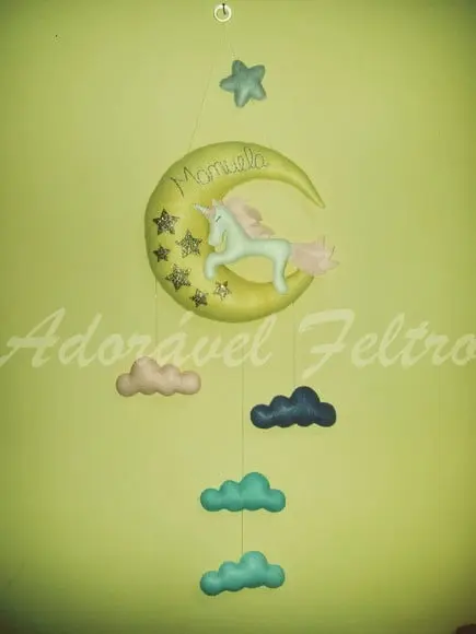 Porta Maternidade Lua, Unicórnio e Estrelas