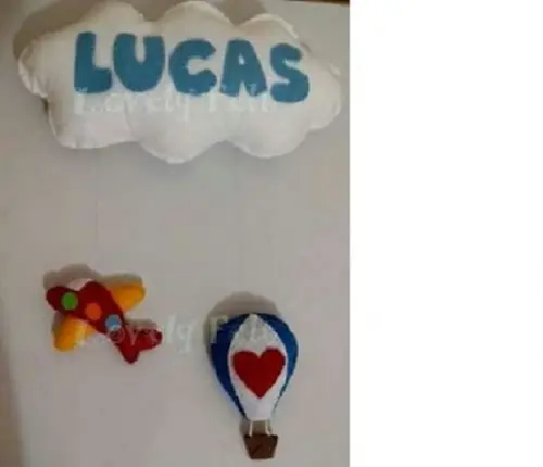 Porta Maternidade Balão, Avião e Nuvem
