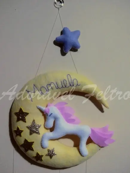 Porta Maternidade Lua, Unicórnio e Estrelas
