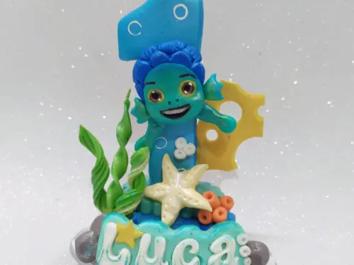 Vela luca topo de bolo em biscuit personalizado
