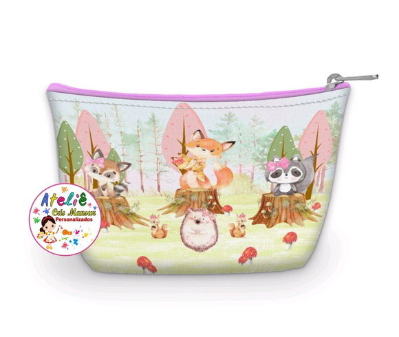 Necessaire Bosque encantado Aquarelado rosa