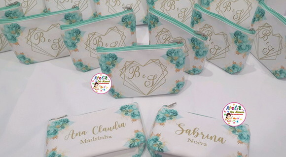 Necessaire Casamento floral azul Thifany