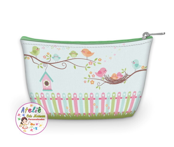 Necessaire Personalizada - Tema Jardim dos passarinhos