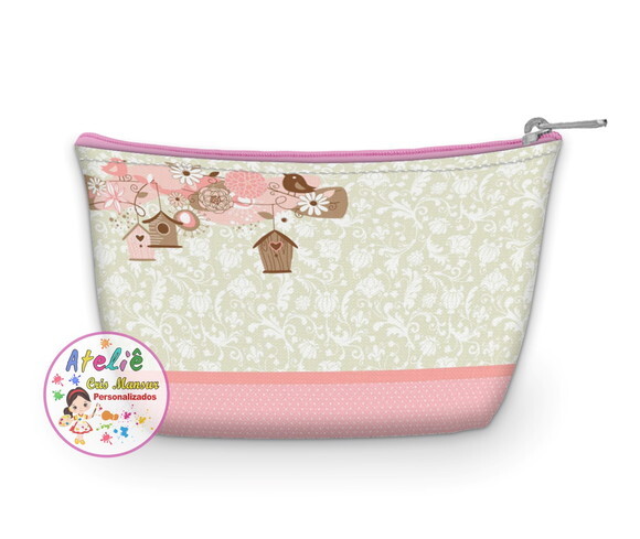 Necessaire personalizada Flores e Pássaros