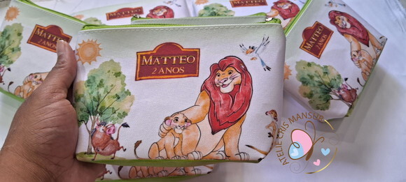 Necessaire Personalizada Rei Leão Aquarela