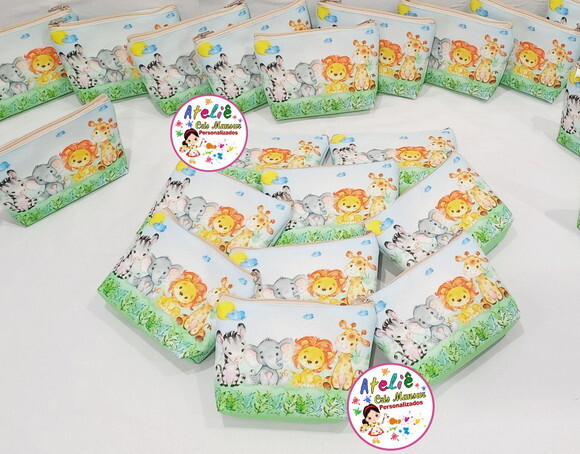 Necessaire Personalizada Sáfari Bichos Aguarela