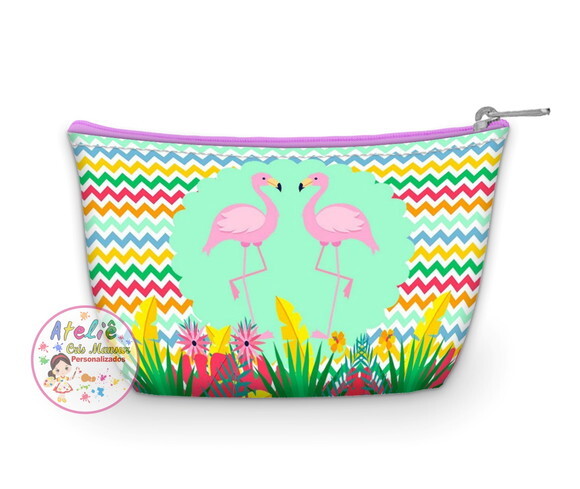 Necessarie Personalizada Flamingo fundo colorido
