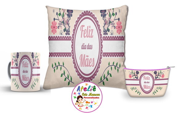 Presente Dia das Mães Almofada + caneca + Brinde Necessarie