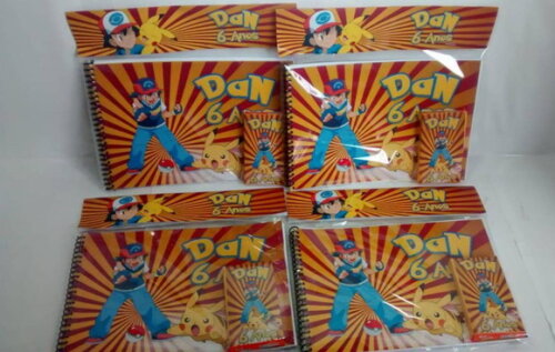 Caderno + Gis de Cera Personalizados Pokemon