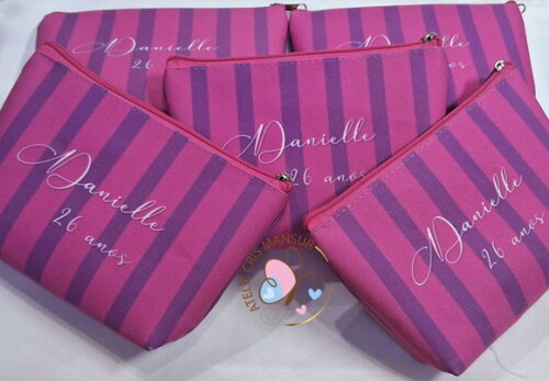 Necessaire Personalizada - Listra Pink e Roxo