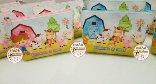 Necessaire Personalizada Fazendinha aquarela