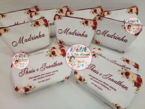 Necessaire personalizada Floral Marsala