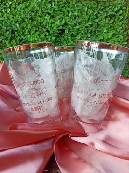 100 Copos Twister com Borda Metalizada Rose Gold