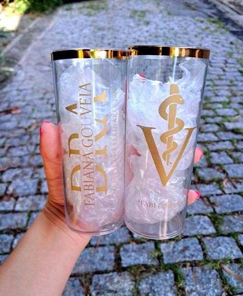 20 Copos Long Drink com Borda Metalizada