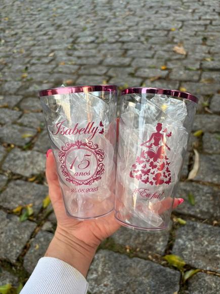 20 Copos Twister 500 ml com Borda Metalizada- Copo 15 Anos