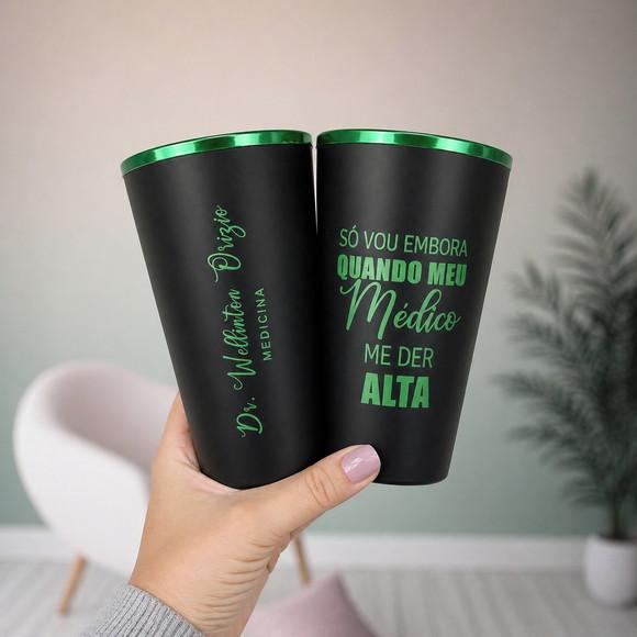 20 Copos Twister 500 ml Pret Fosco com Verde