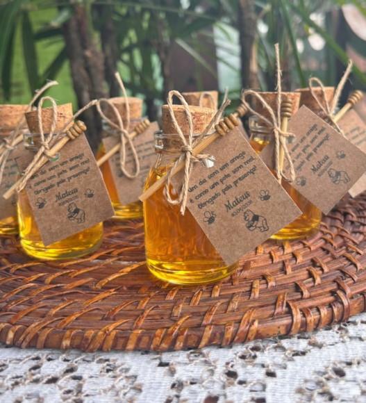 30 Garrafinhas de Vidro 60 ml com Tag Rústica- Lembrancinha
