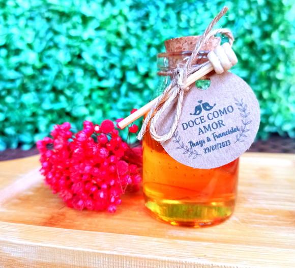 30 Garrafinhas de Vidro 60 ml com Tag Rústica- Lembrancinha