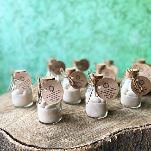 30 Garrafinhas de Vidro 60 ml com Tag Rústica- Lembrancinha