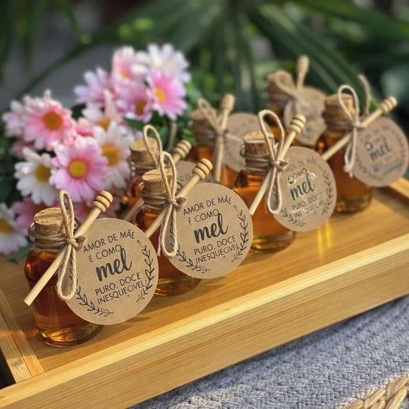 30 Potinho Vidro 20 ml com Pega Mel - Mimo Dia das Mães
