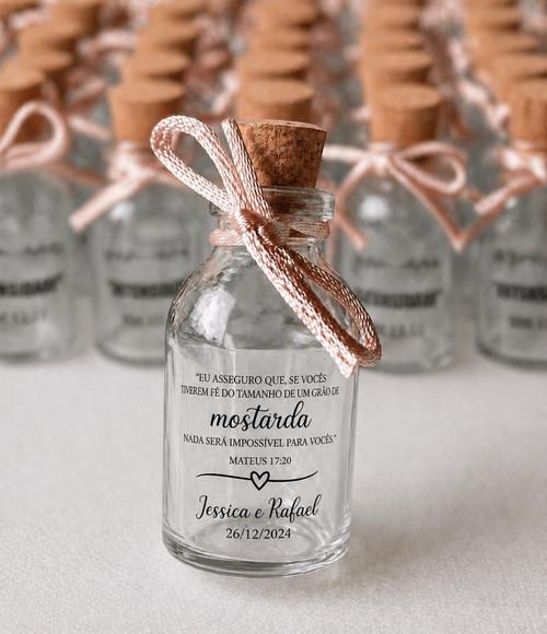 50 Garrafinhas de Vidro com Rolha - Personalizada
