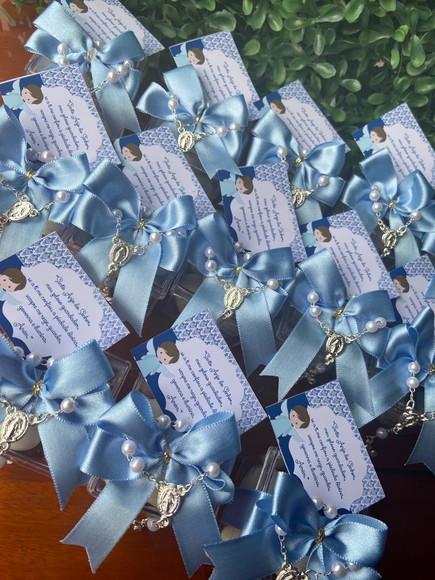 Caixinha com Mini Terço e Amêndoas- Batizado